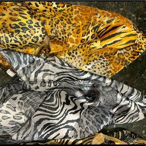 Bundle of 4 Animal Print 20” Square Scarves, Polyester NWOT